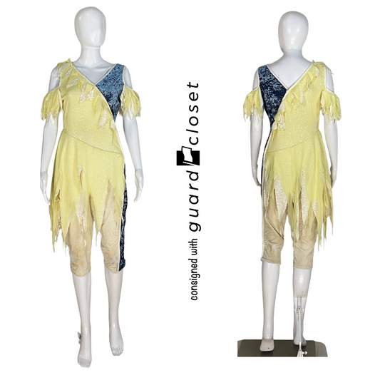 14 Yellow Blue Ivory Open Shoulder Unitards by Dance Sophisticates