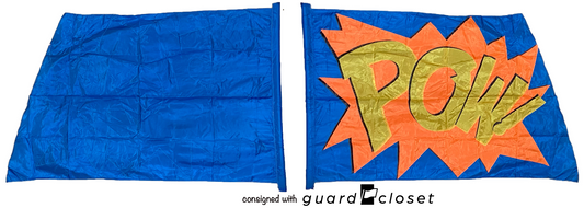 12 Blue Orange Double Sided "Pow" Comic Superhero Flags