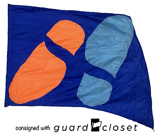 10 blue orange shoe print footprint flags