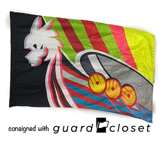 14 neon Viking boat flags