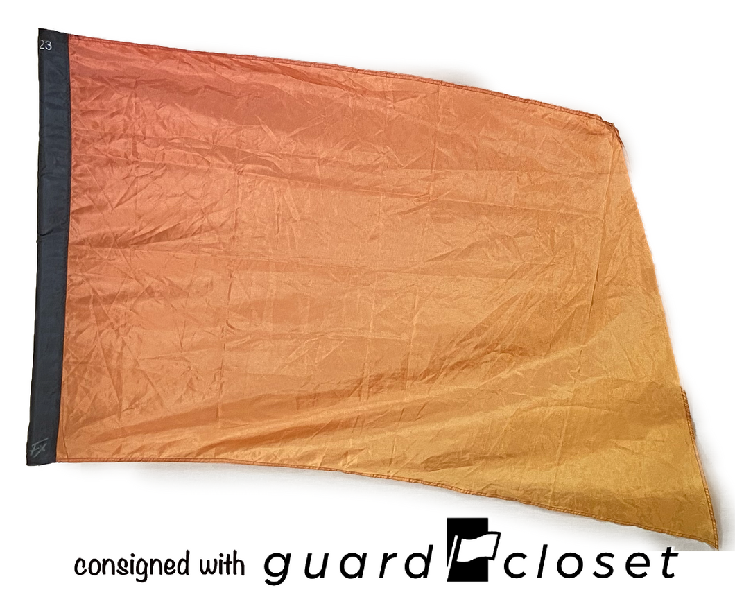 13 progressively shaded warm color flags  purple - orange