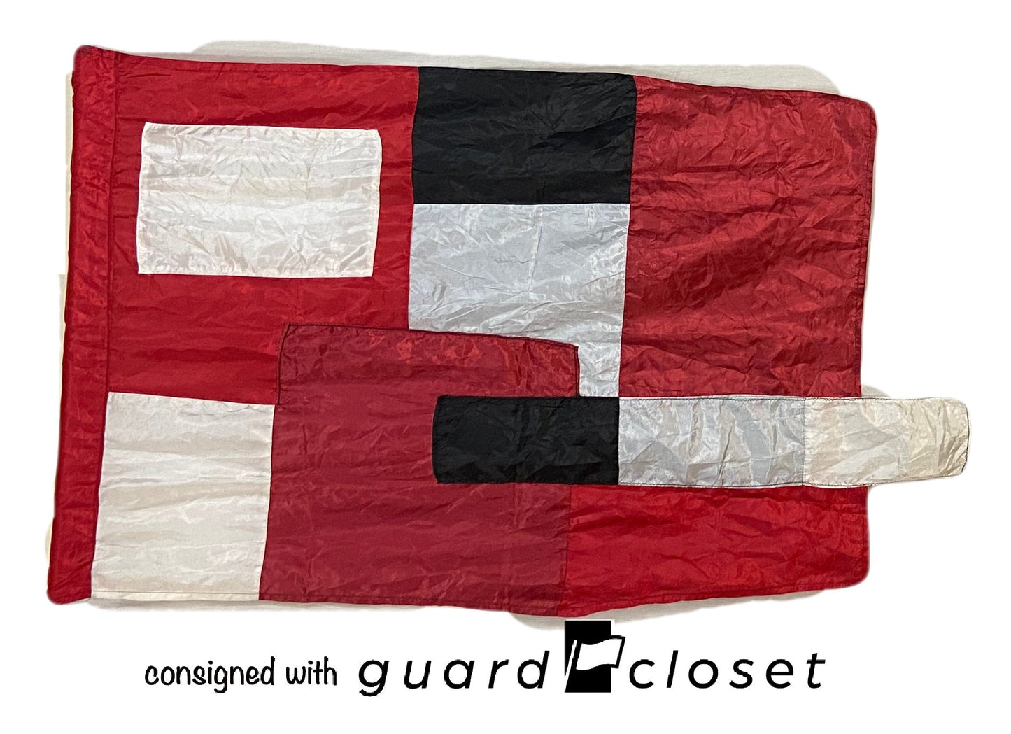 10 red white black block flags