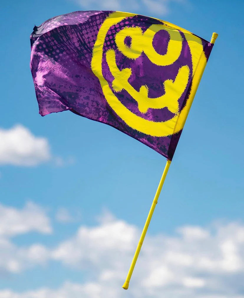 28 purple "Nirvana" "smiley" flags by Field & Floor FX