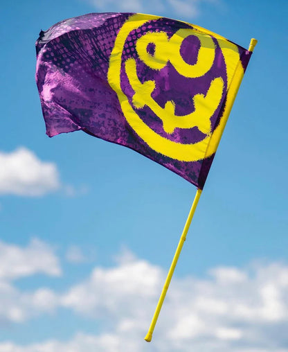 28 purple "Nirvana" "smiley" flags by Field & Floor FX
