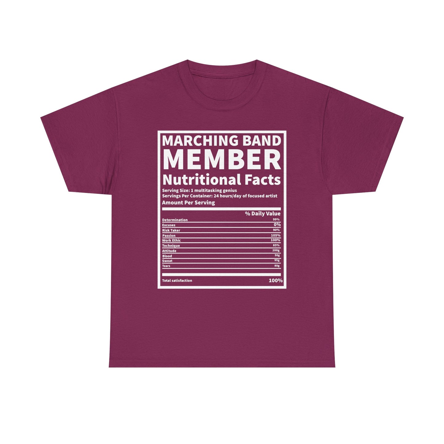 Marching Band Member Nutritional Facts T-Shirt - Unisex Tee