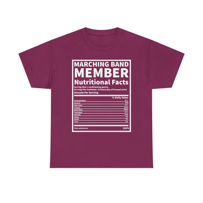 Marching Band Member Nutritional Facts T-Shirt - Unisex Tee
