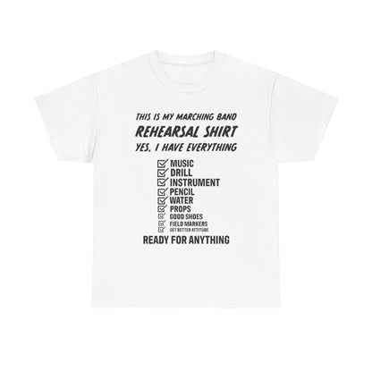 Rehearsal Checklist Tee — Marching Band Essential (Unisex)