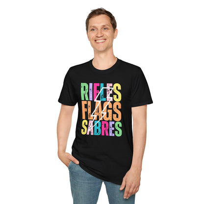 Starting Line Design Co - Colorful Lightning Bolt Flags Rifles Sabres Tee