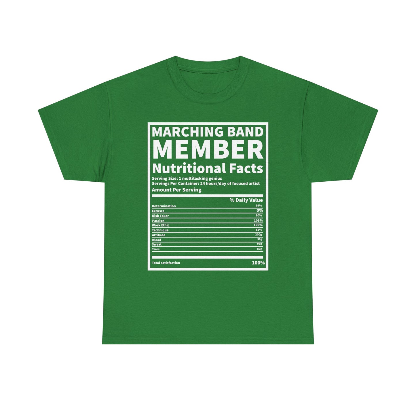 Marching Band Member Nutritional Facts T-Shirt - Unisex Tee