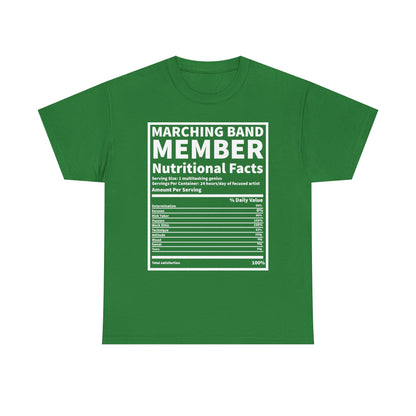 Marching Band Member Nutritional Facts T-Shirt - Unisex Tee