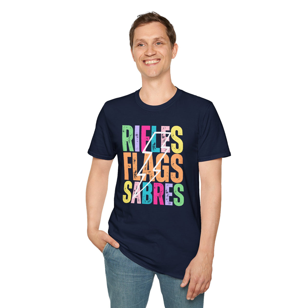 Starting Line Design Co - Colorful Lightning Bolt Flags Rifles Sabres Tee