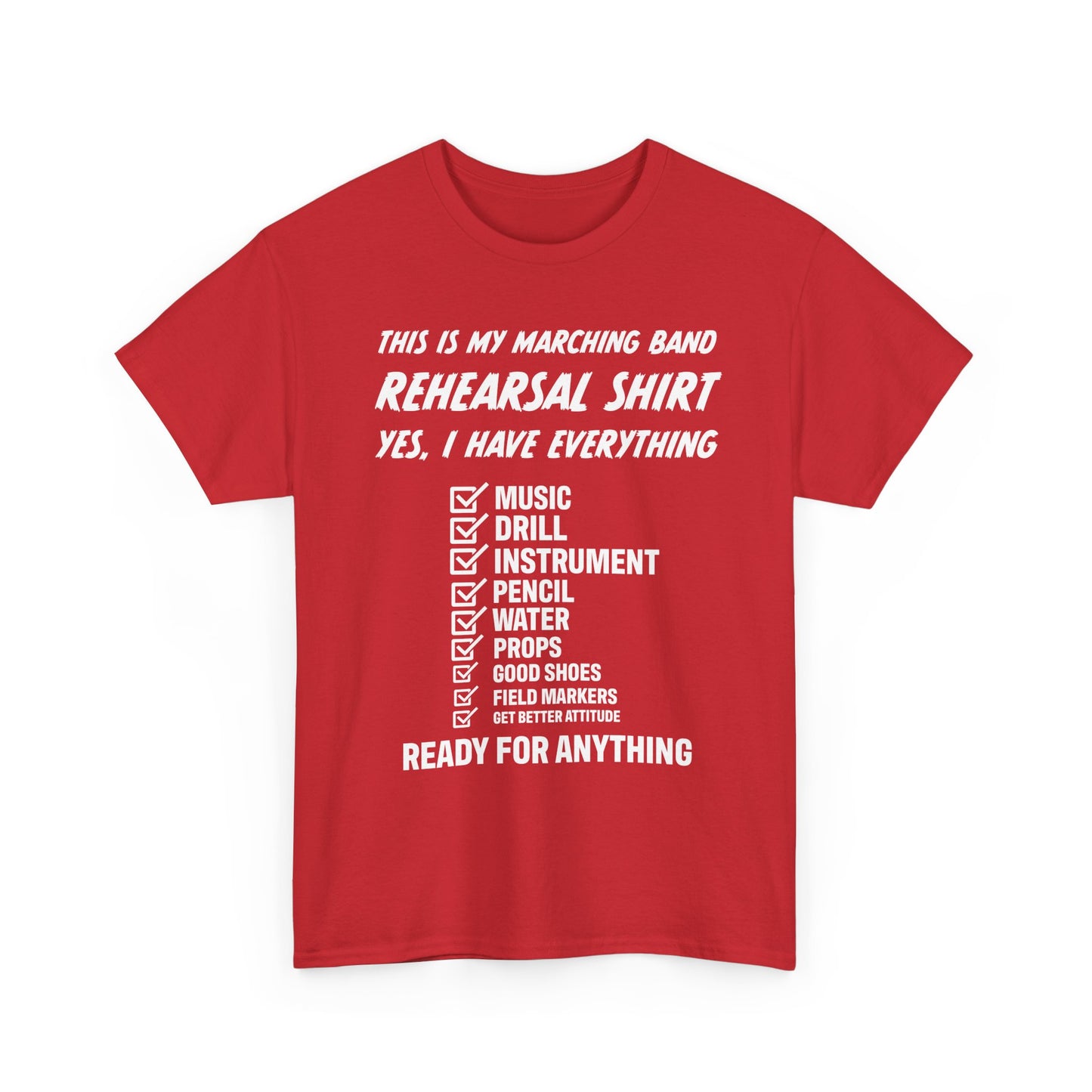 Rehearsal Checklist Tee — Marching Band Essential (Unisex)