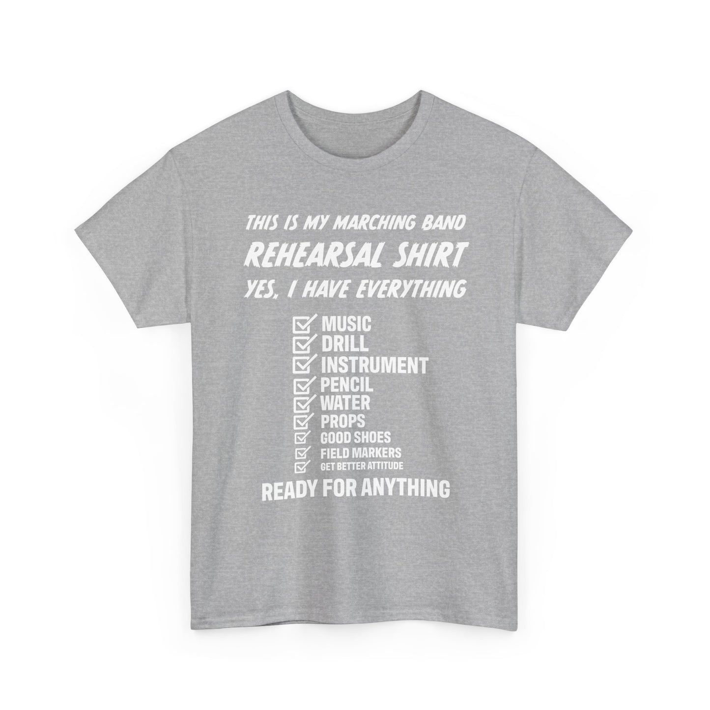 Rehearsal Checklist Tee — Marching Band Essential (Unisex)