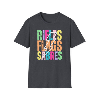Starting Line Design Co - Colorful Lightning Bolt Flags Rifles Sabres Tee