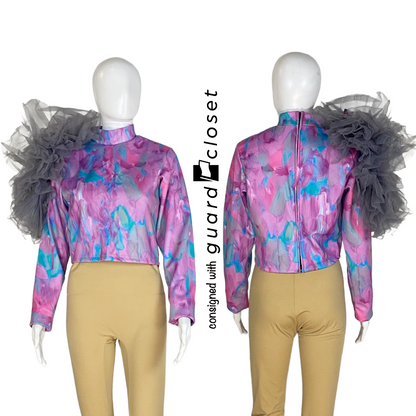 92 Purple Pink Dust Bunny Performance Tops with Removable Shoulder Dust Puffs by Dance Sophisticates