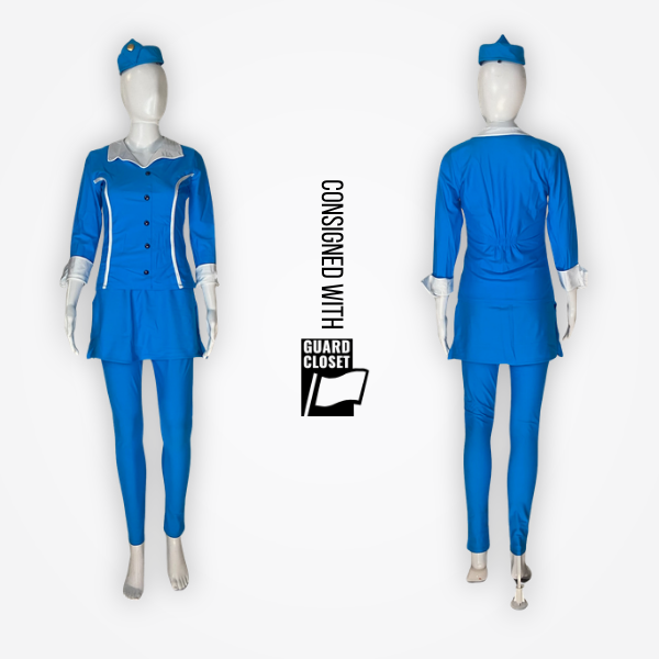 Blue Flight Attendant Costumes - Bibs, Tops, Hats  | Creative Costuming & Designs | Set of 12