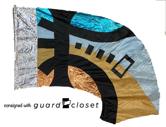 34 Blue Silver Tan Black Flags