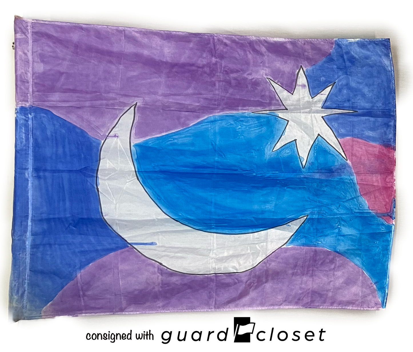 7 purple blue moon stars flags