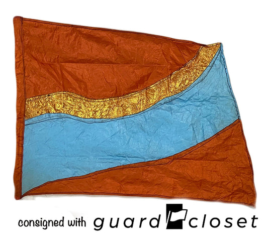 7 brown orange blue wave flags