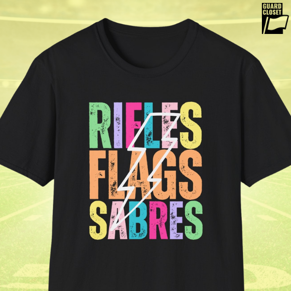 Starting Line Design Co - Colorful Lightning Bolt Flags Rifles Sabres Tee