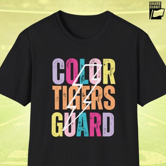 Starting Line Design Co - Custom Mascot Colorful Lightning Bolt Colorguard Tee