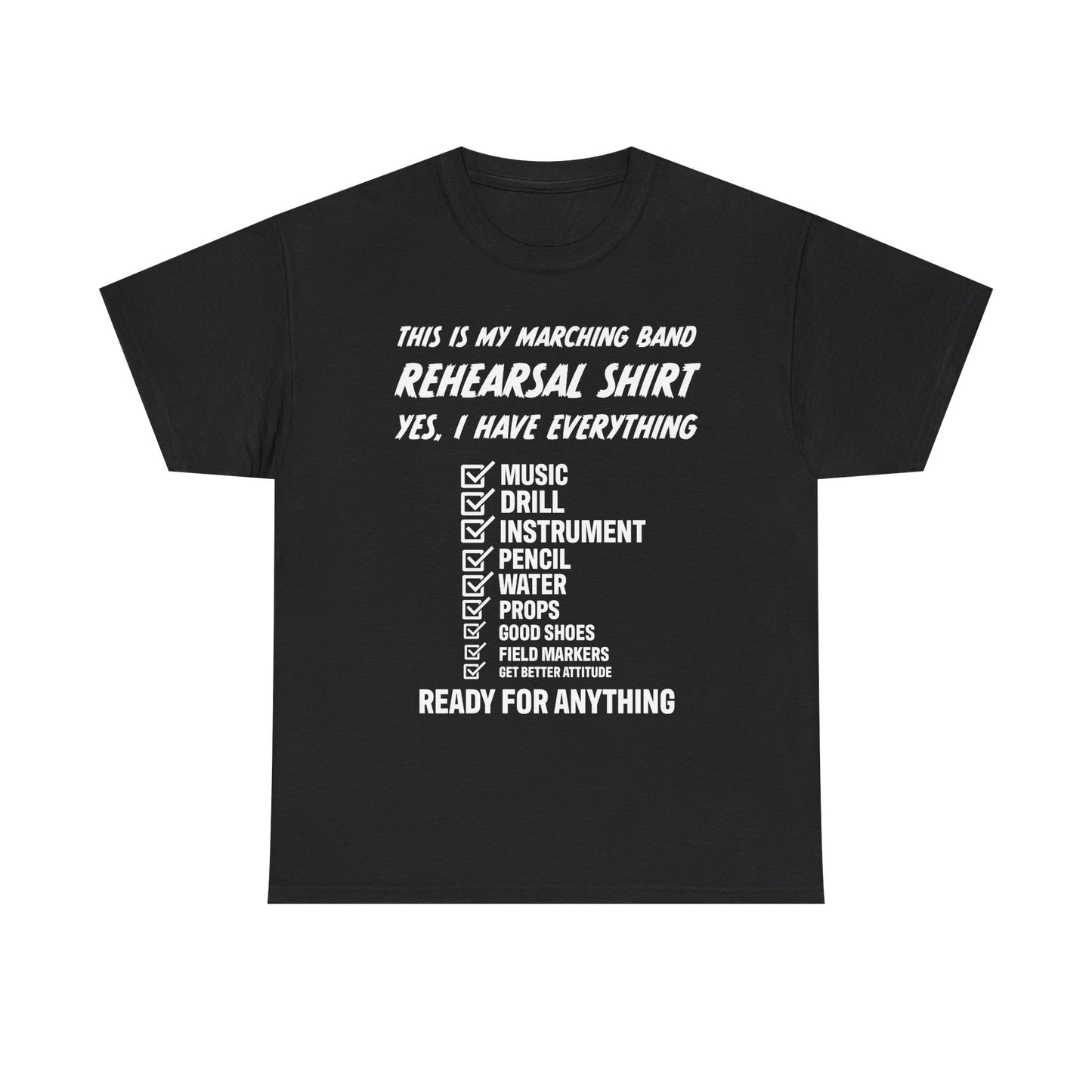 Rehearsal Checklist Tee — Marching Band Essential (Unisex)