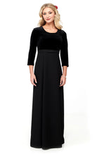 Load image into Gallery viewer, DEVYN (Style #2504) - Scoop Neck, 3/4 Sleeve Velvet Bodice w/ Crepe Skirt
