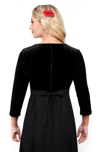 DEVYN (Style #2504) - Scoop Neck, 3/4 Sleeve Velvet Bodice w/ Crepe Skirt