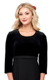 DEVYN (Style #2504) - Scoop Neck, 3/4 Sleeve Velvet Bodice w/ Crepe Skirt