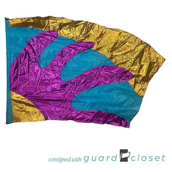 6 Aqua Magenta Gold Flags