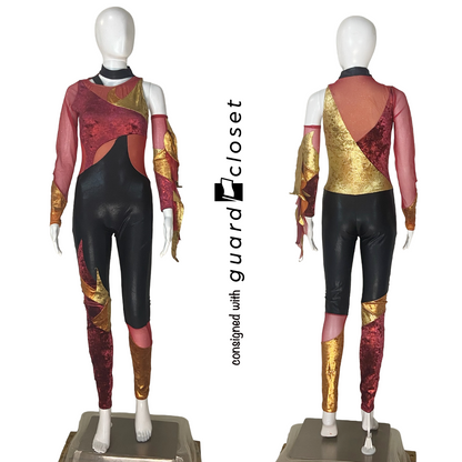Black Red Orange Gold Fire Unitards + Tops/Bib Pants | Creative Costuming & Designs | Set of 16