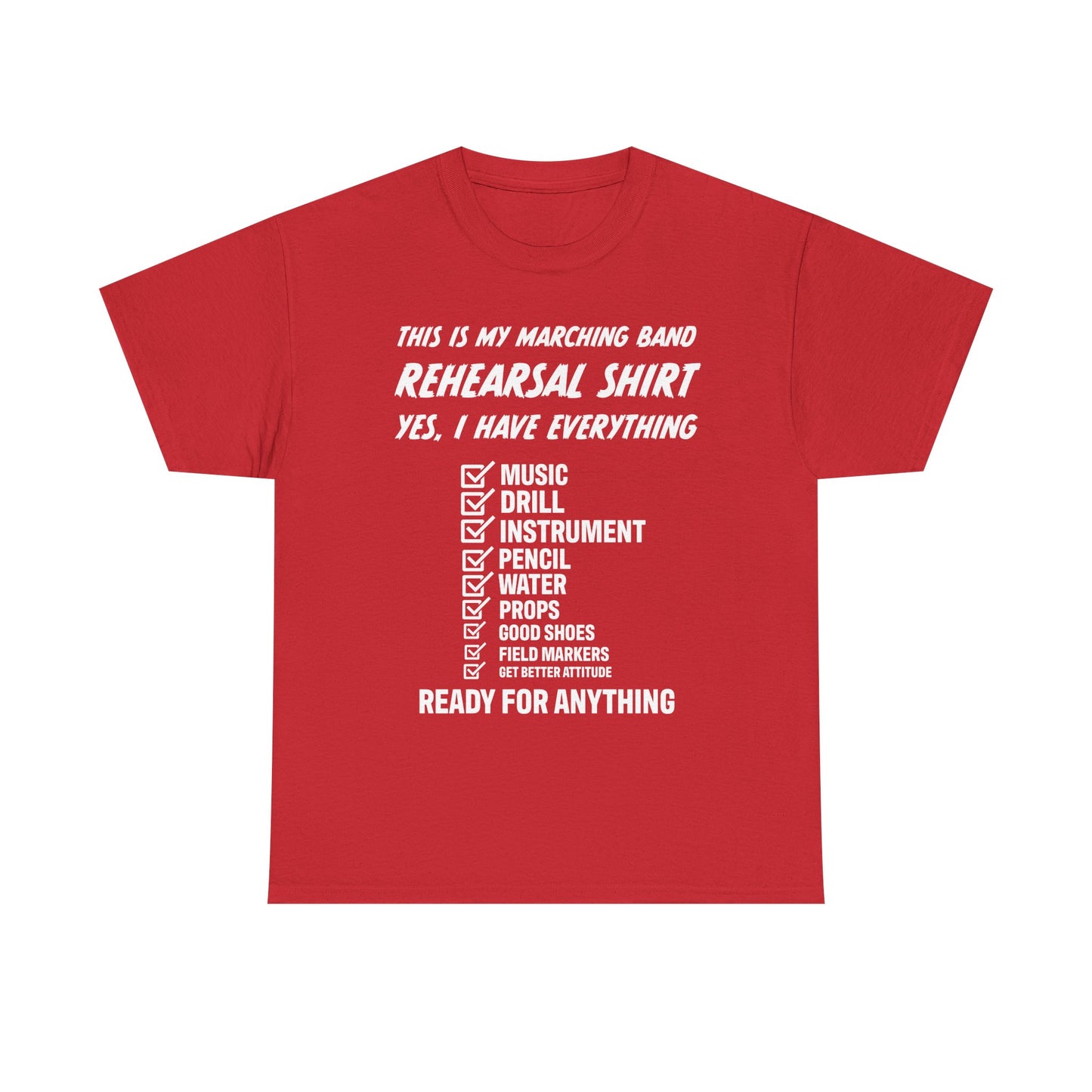 Rehearsal Checklist Tee — Marching Band Essential (Unisex)