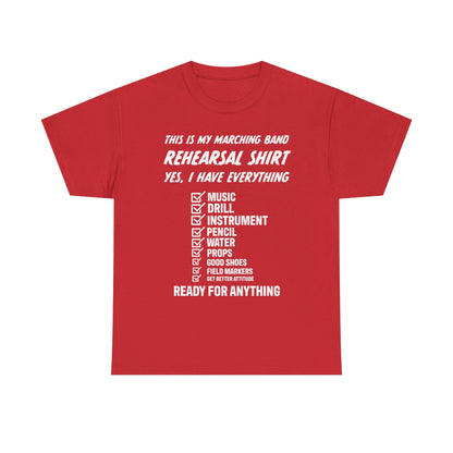 Rehearsal Checklist Tee — Marching Band Essential (Unisex)