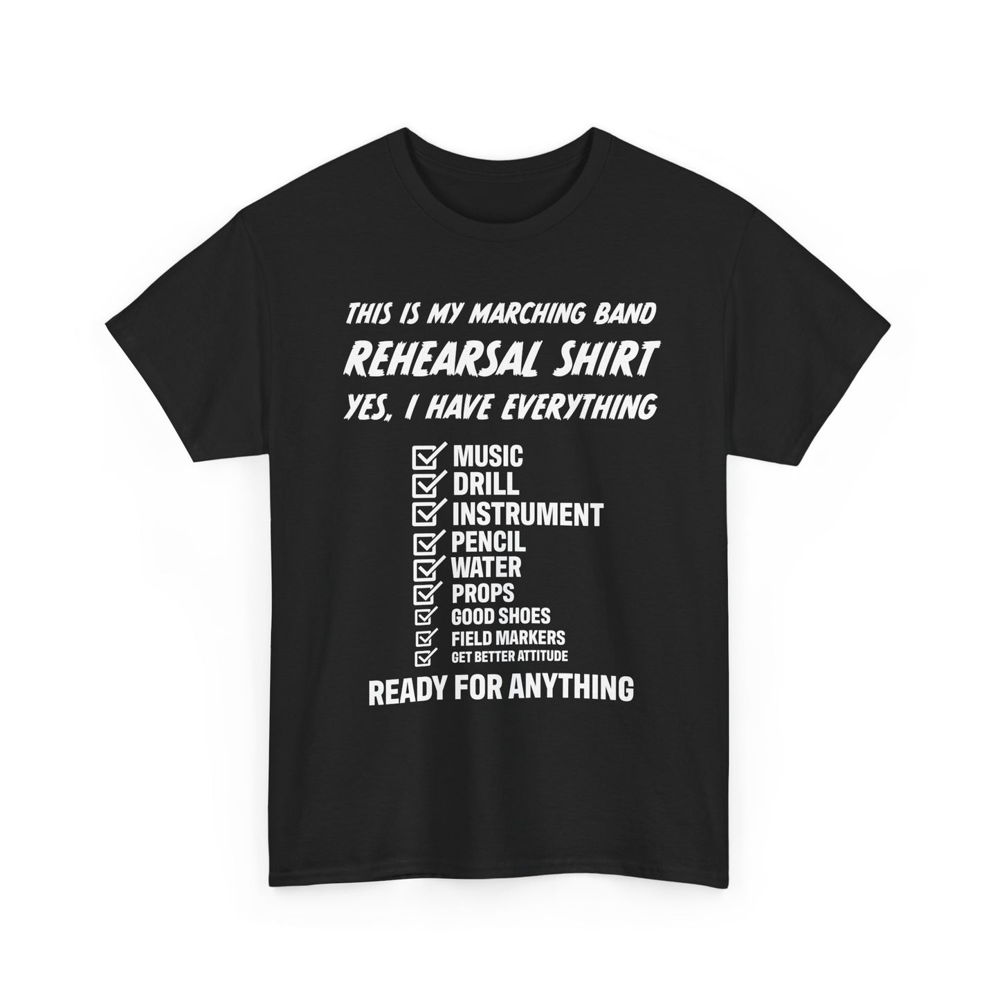 Rehearsal Checklist Tee — Marching Band Essential (Unisex)