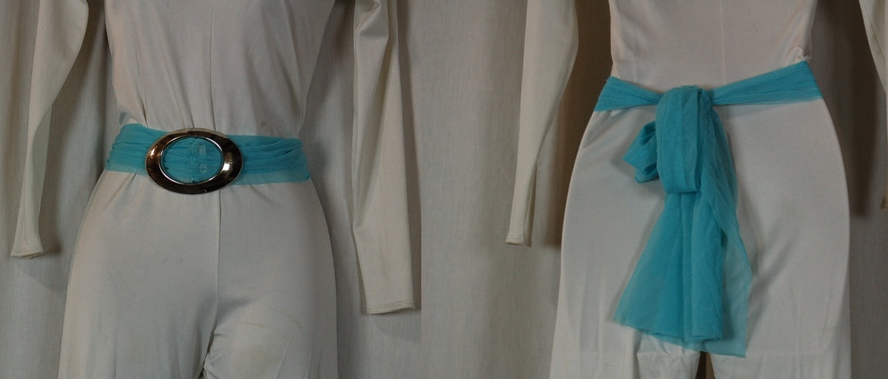 20 Blue Mesh Scarves With 20 Plastic Silver Buckles