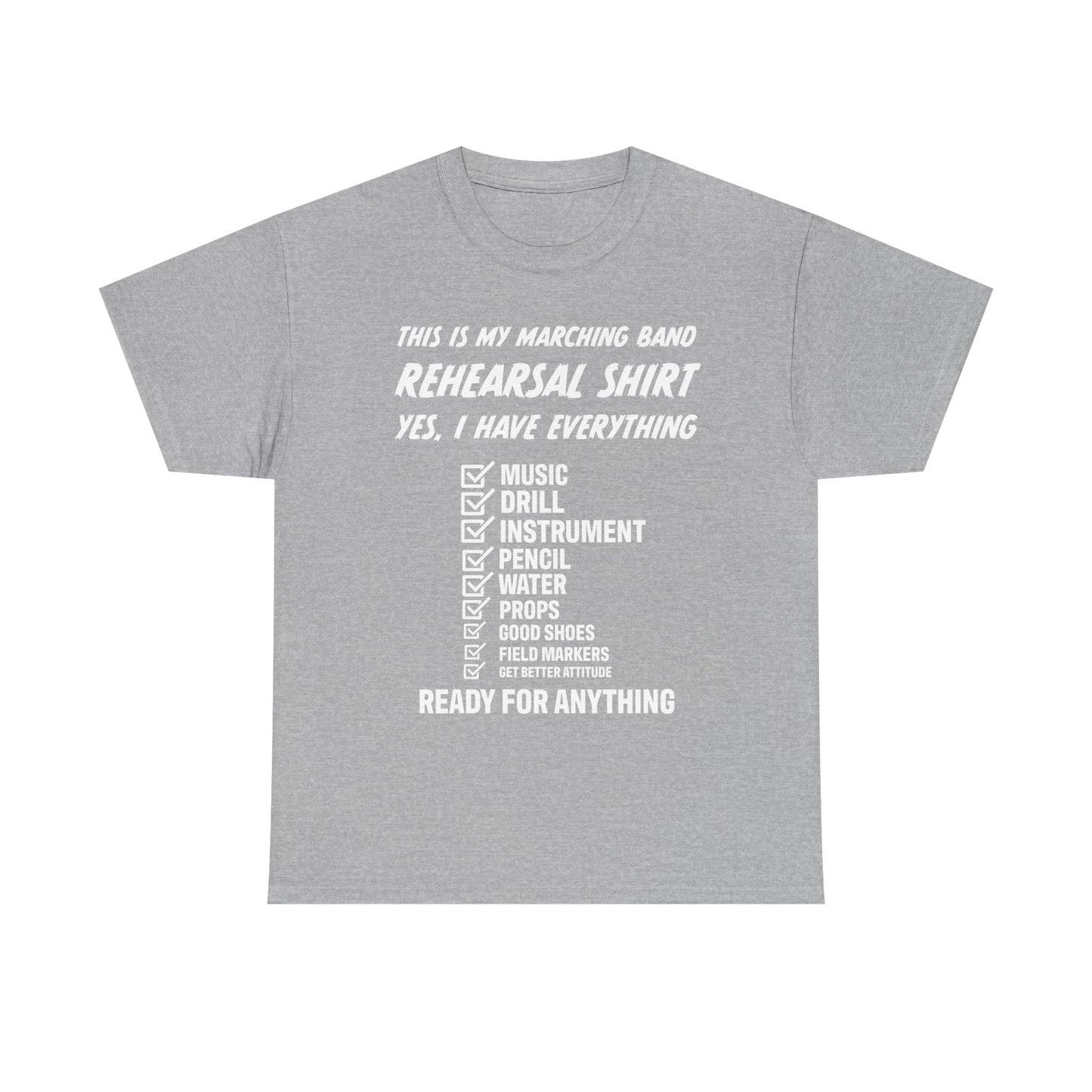 Rehearsal Checklist Tee — Marching Band Essential (Unisex)