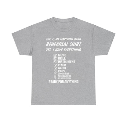 Rehearsal Checklist Tee — Marching Band Essential (Unisex)