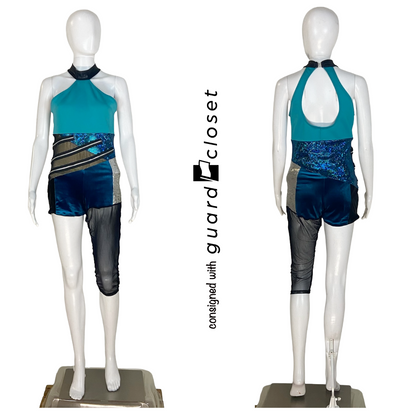 12 Varied Black and Teal Unitards by Creative Costuming & Designs