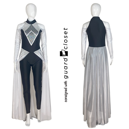 12 Black Silver Long Sleeve Skirted Unitards by Creative Costuming & Designs