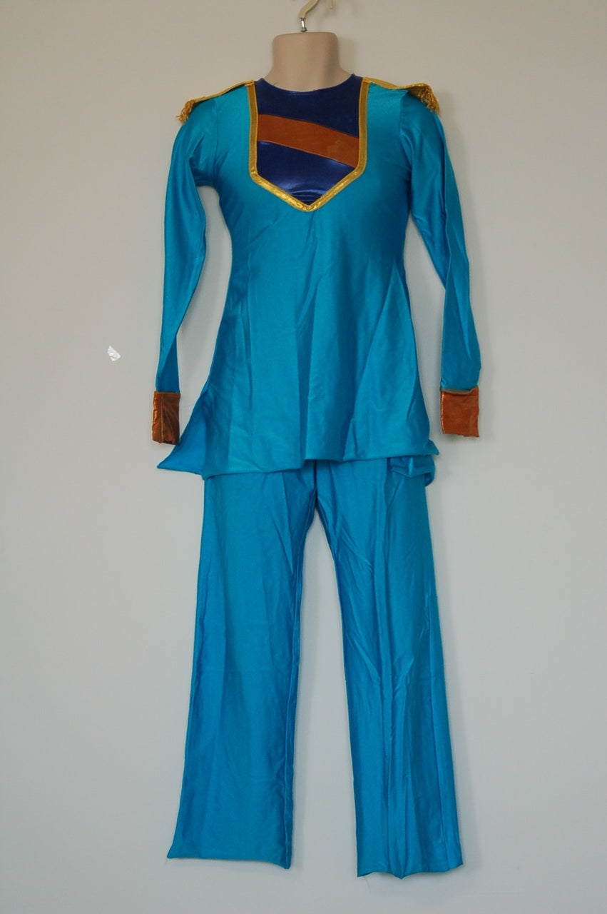 22 Blue/brown Uniforms (shown- Separate Tops & Bib Style Unitard Pants) Effects by Design