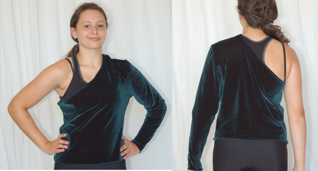 36 solid dark green one shoulder tops