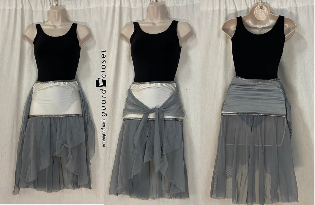 15 white mini skirts with gray mesh skirting