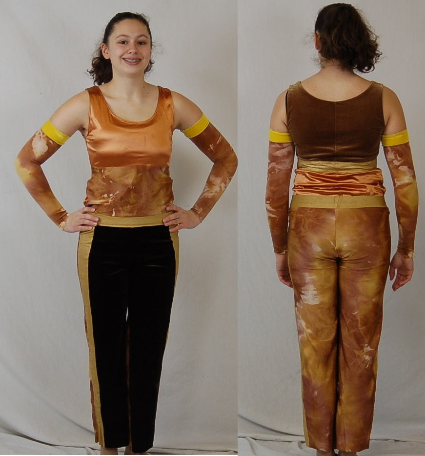 6 Yellow/brown Body Suit Tops+ 6 Pants+10 Sleeves