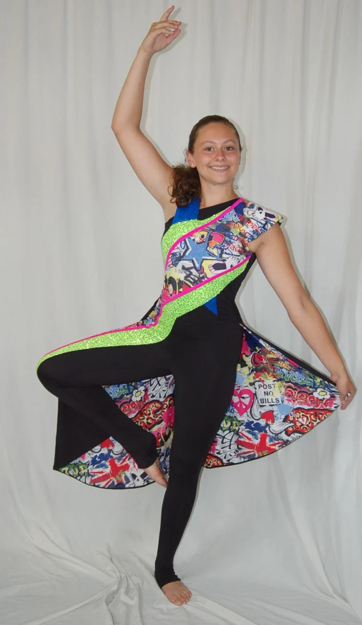 134 total green multicolor urban graffiti Algy costumes + 3 drum major costumes