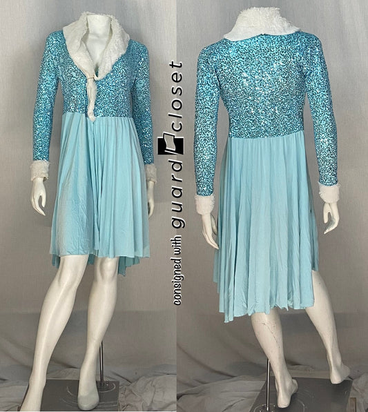 12 Blue Wrap Winter Dresses With White Faux Fur Collar by A Wish Come True