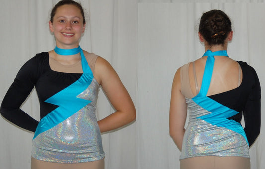 14 blue silver black zig zag lightning tops