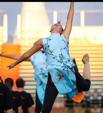 Load image into Gallery viewer, 19 blue orange reversible cherry blossom tunics by R&amp;S Marching Arts
