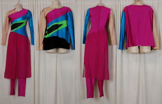 21 Female Unitards + 1 Male Top- Fuschia Turquoise Lime Black