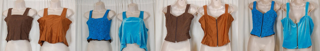 6 assorted blue/brown tops