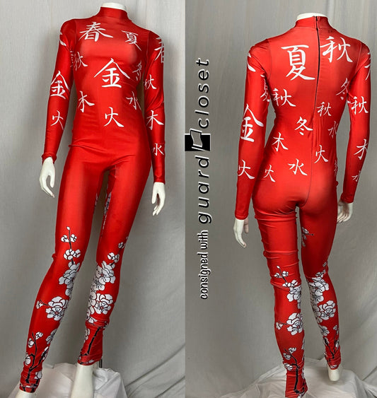 10 red Asian McCormick's unitards